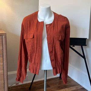Rust Linen Jacket Top Button Down M